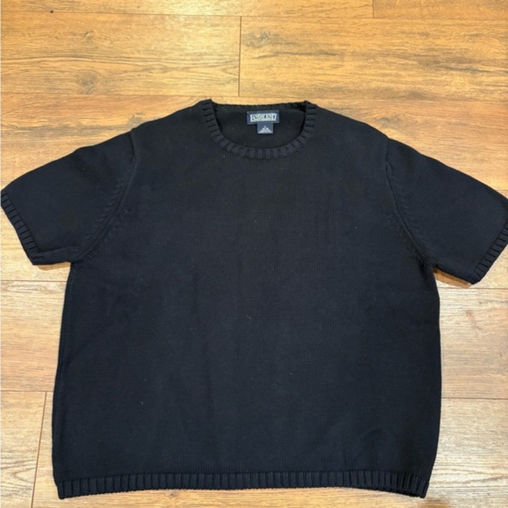 Lands' End Classic Black Crewneck Sweater